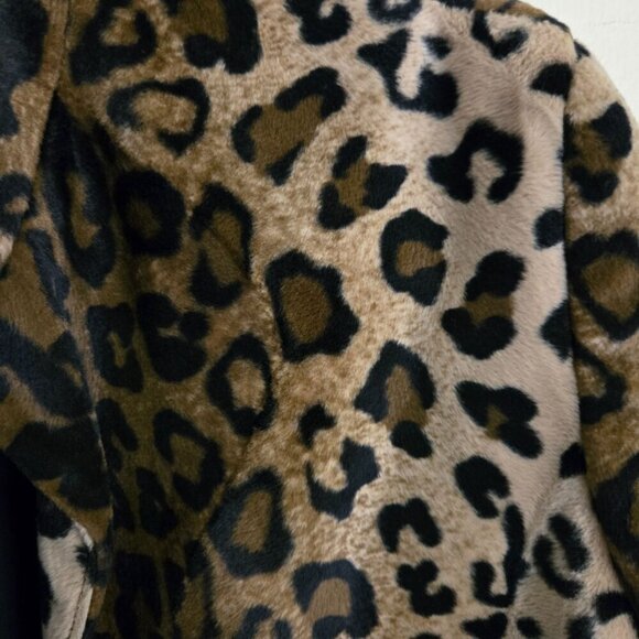 Elliott Lauren Vintage 80's Faux Fur Leopard Open Front Cropped Jacket Size 14 - Picture 3 of 5